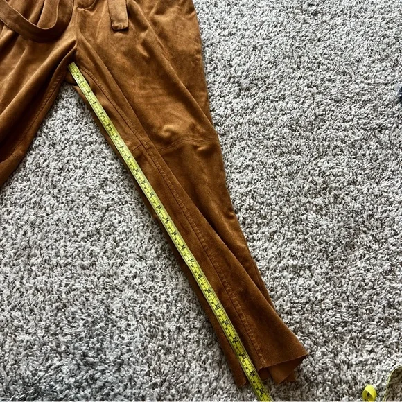 Free People Nightfall Brown High-Waisted Vegan Suede Pants with Tie Waist Sz 4 - Picture 12 of 14